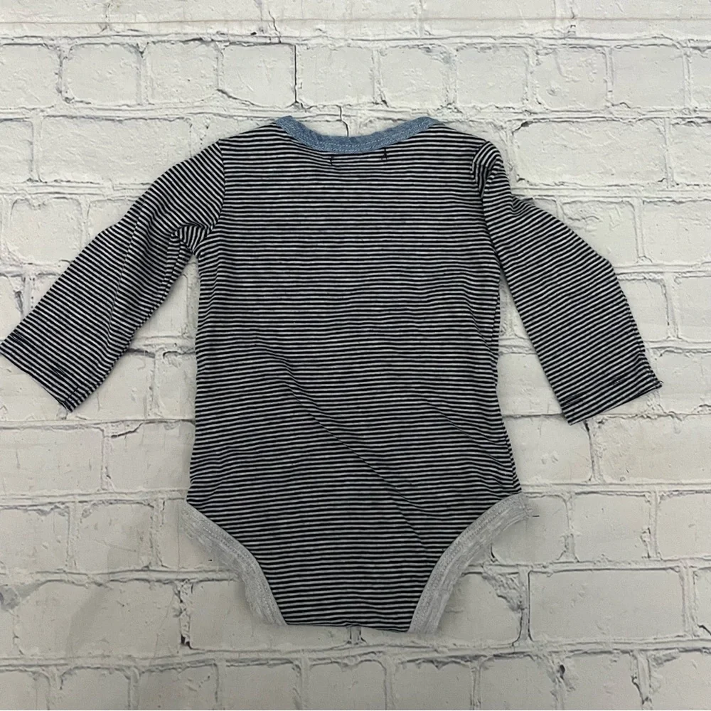 Boys 7 For All Mankind Blue & Grey Long Sleeve Onsie